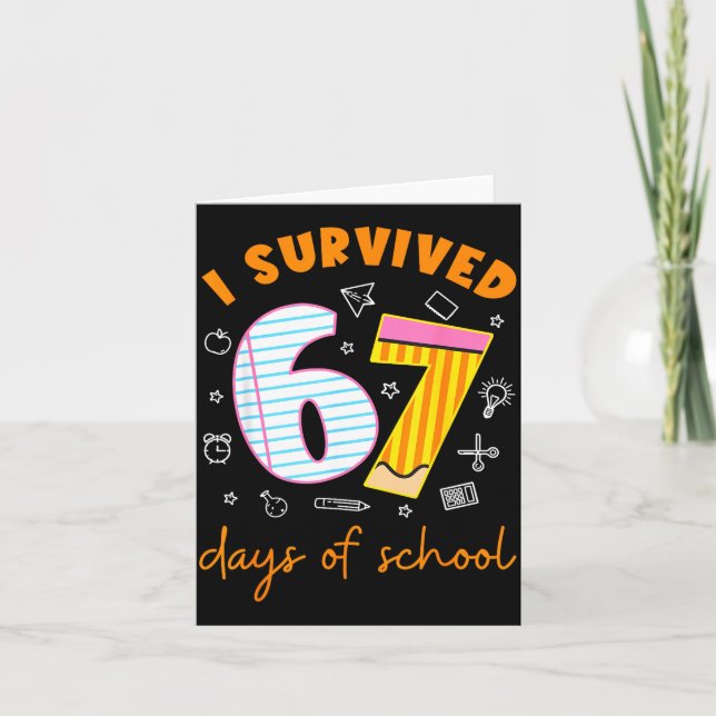 67 Schultage Cooles Lehrergeschenk Design  Karte (Vorderseite)