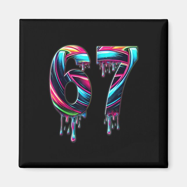 67 Sechs Sieben 6 7 Meme Design Lustig 6 7  Magnet (Vorne)