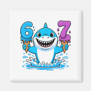 67 Shark Six Seven Eis Drip Lustig Gen Alpha Magnet