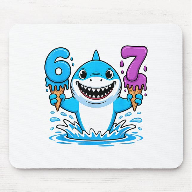 67 Shark Six Seven Ice Cream Drip Funny Gen Alpha  Mousepad (Vorne)