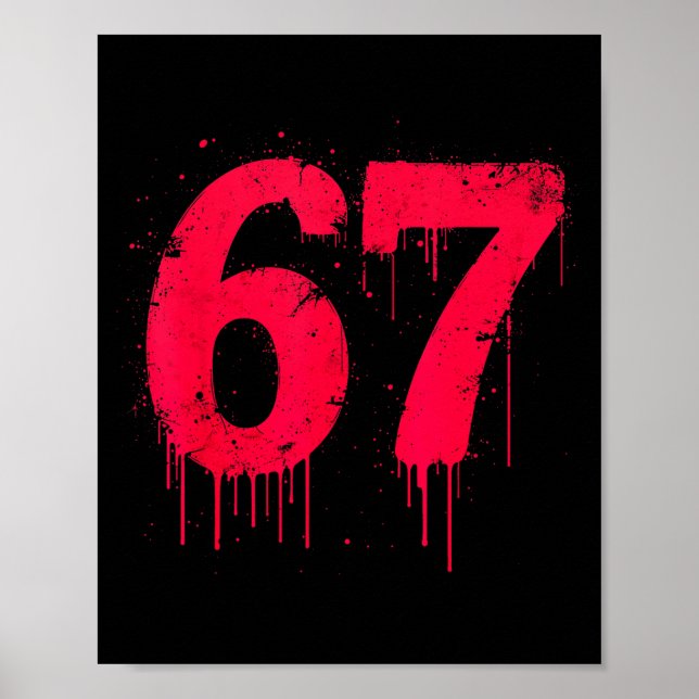67 Shirt, 67 Meme Six Seven Men Teen Kids Funny  Poster (Vorne)