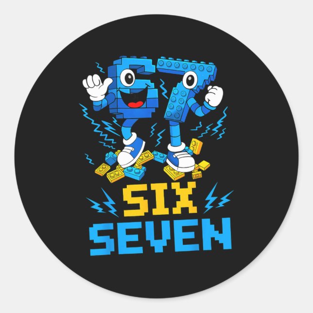 67 Six Seven 6-7 Funny Brainrot Meme Teens Gen Alp Runder Aufkleber (Vorderseite)