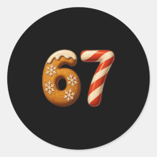 67 Six Seven 6-7 Lebkuchen-Zuckerstange Weihnachte Runder Aufkleber