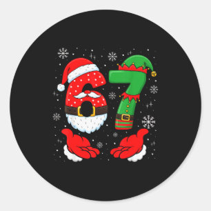 67 Six Seven 6 7 Meme Xmas Kostüm Paar Weihnachten Runder Aufkleber