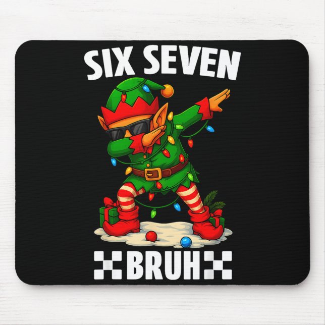 67 Six Seven Bruh Funny Christmas Dabbing Elf 6 7  Mousepad (Vorne)