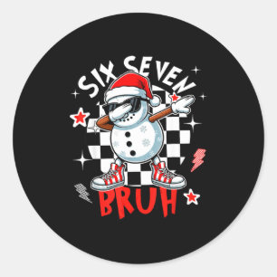 67 Six Seven Bruh Lustiger Schneemann Weihnachten Runder Aufkleber