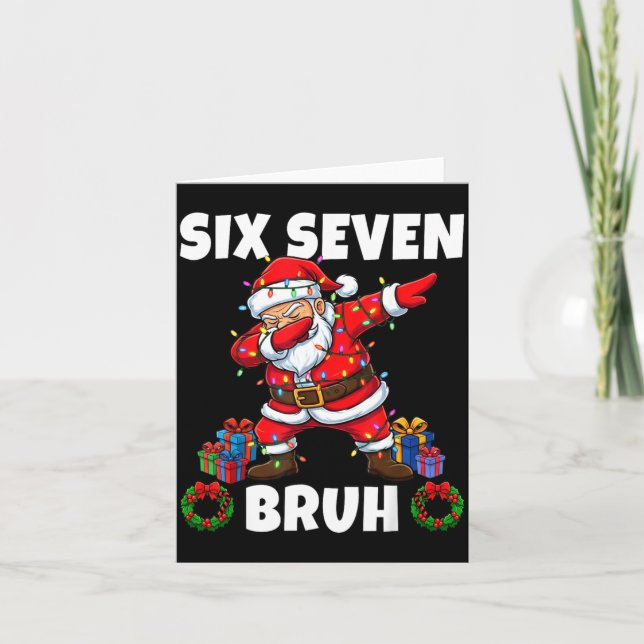67 Six Seven Bruh Santa Dabbing Christmas Funny 6  Karte (Vorderseite)