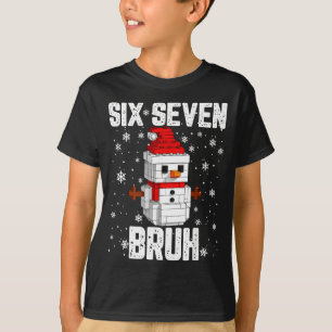 67 Six Seven Bruh Schneemann Bausteine Weihnachten T-Shirt