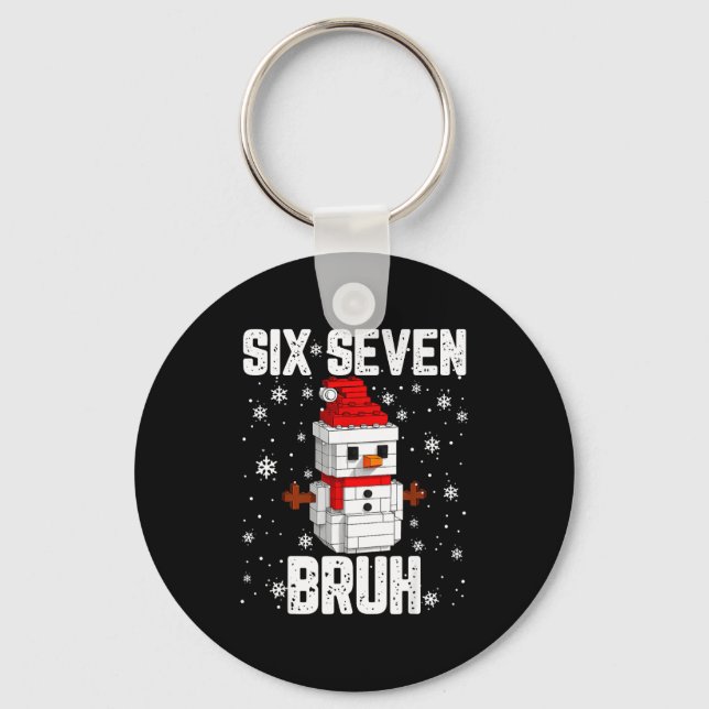 67 Six Seven Bruh Snowman Building Blocks Christma Schlüsselanhänger (Vorderseite)