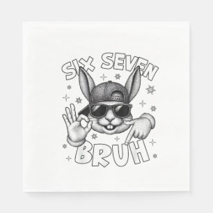 67 Six Seven Bruh Süßes Hasengesicht mit Sonnenbri Serviette
