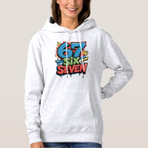 67 Six Seven Buntes Pop-Art-Grafik-T-Shirt für Spa