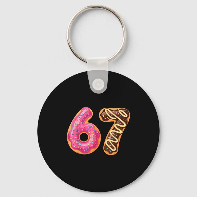 67 Six Seven Donut Meme Funny Sweet Sprinkles  Schlüsselanhänger (Vorderseite)