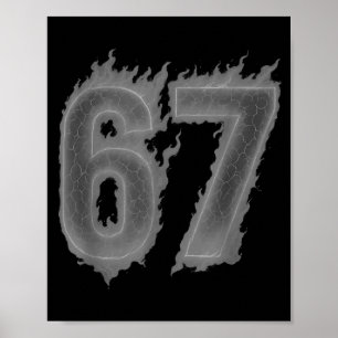 67 Six Seven Dunkle Flammen Bunt Cool Lustig 6 7 M Poster