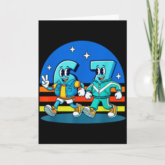 67 Six Seven Fun Meme Funny Design Kids School  Karte (Vorderseite)