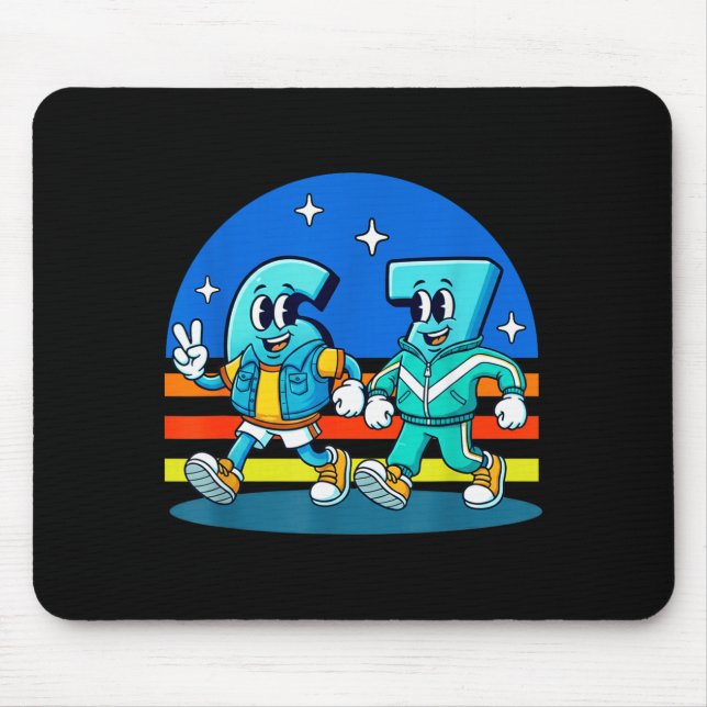 67 Six Seven Fun Meme Funny Design Kids School  Mousepad (Vorne)