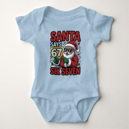 67 Six Seven Funny Christmas Santa Meme Baby Strampler