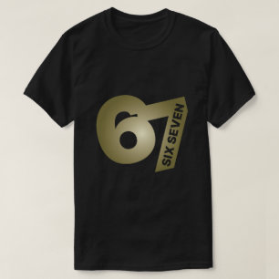 67 Six Seven Gold Typography T-Shirt Noir