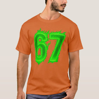 67 Six Seven Green Flame Colorful Cool Funny 6 7 M T-Shirt