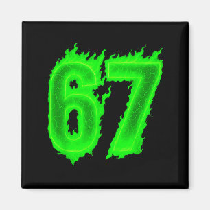 67 Six Seven Grüne Flamme Bunte Coole Lustige 6 7  Magnet