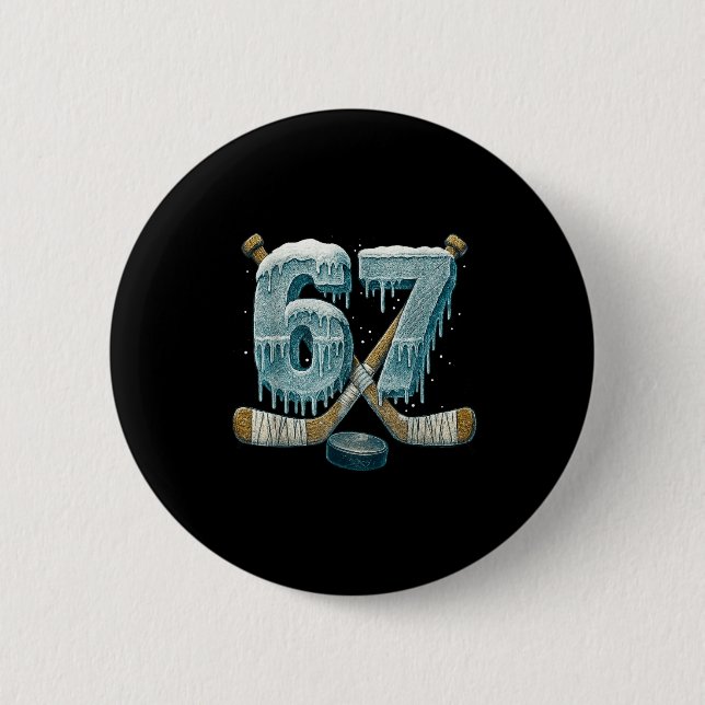 67 Six Seven Hockey Drip Number Funny 6 7 Meme  Button (Vorderseite)