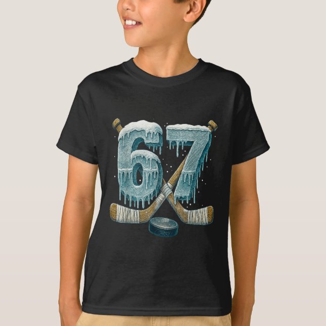 67 Six Seven Hockey Drip Number Funny 6 7 Meme  T-Shirt (Vorderseite)