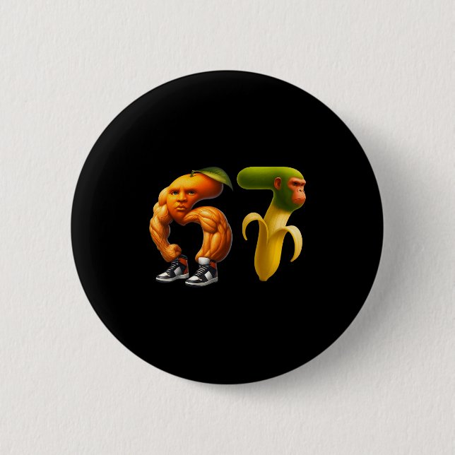 67 Six Seven Italienischer Brainrot Meme Paar Pass Button (Vorderseite)