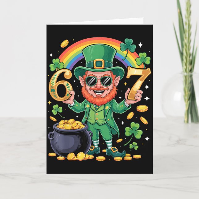 67 Six Seven Lustig 6 7 Meme St Patricks Day Lepre Karte (Vorderseite)