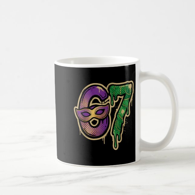 67 Six Seven Mardi Gras Graffiti Gen Alpha Brain R Kaffeetasse (Rechts)