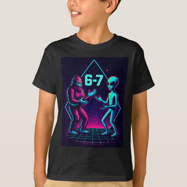 67 Six Seven Meme Funny Bigfoot Alien Sasquatch Uf T-Shirt (Vorderseite)