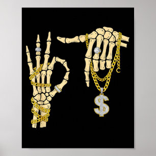 67 Six Seven Meme Novelität Skelett Hand Bling Cha Poster