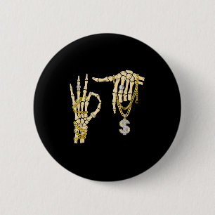 67 Six Seven Meme Novelty Skelett Hand Bling Chai Button