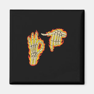 67 Six Seven Meme Skelett Feuer Vintage Rock Party Magnet