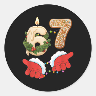 67 Six Seven Meme Weihnachtskerze Lebkuchen Gen Runder Aufkleber