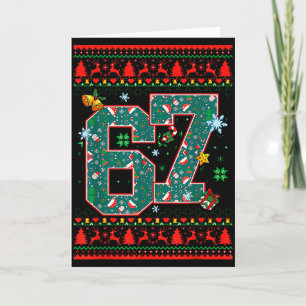 67 Six Seven Weihnachten Lustiges Meme-Hand-67-Paa Karte