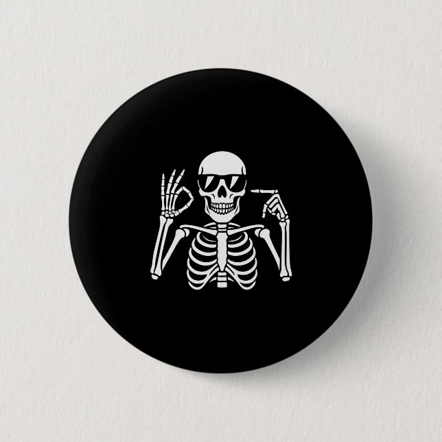 67 Skeleton Funny Six Seven Gen Alpha Halloween Me Button (Vorderseite)