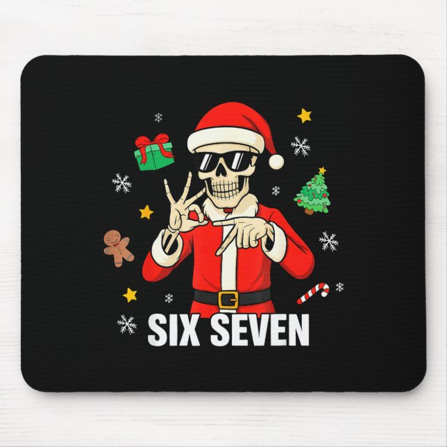 67 Skeleton Funny Six Seven Gen Z Alpha Christmas  Mousepad (Vorne)