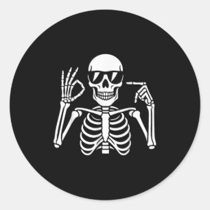 67 Skelett Lustig Sechs Sieben Gen Alpha Halloween Runder Aufkleber