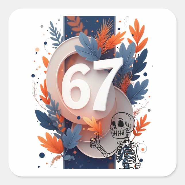 67 Skeletthand Halloween Quadratischer Aufkleber (Vorderseite)