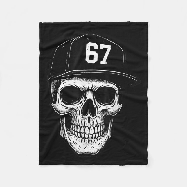 67 Skull Halloween Brainrot Meme Six Seven Kids Sk Fleecedecke (Vorderseite)