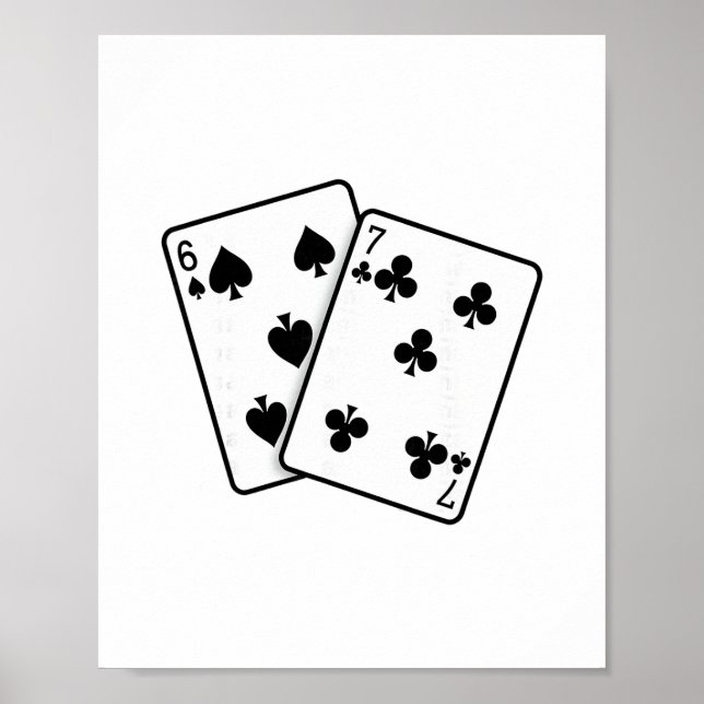 67 Spielkarten Meme Lustig Sechs Sieben  Poster (Vorne)