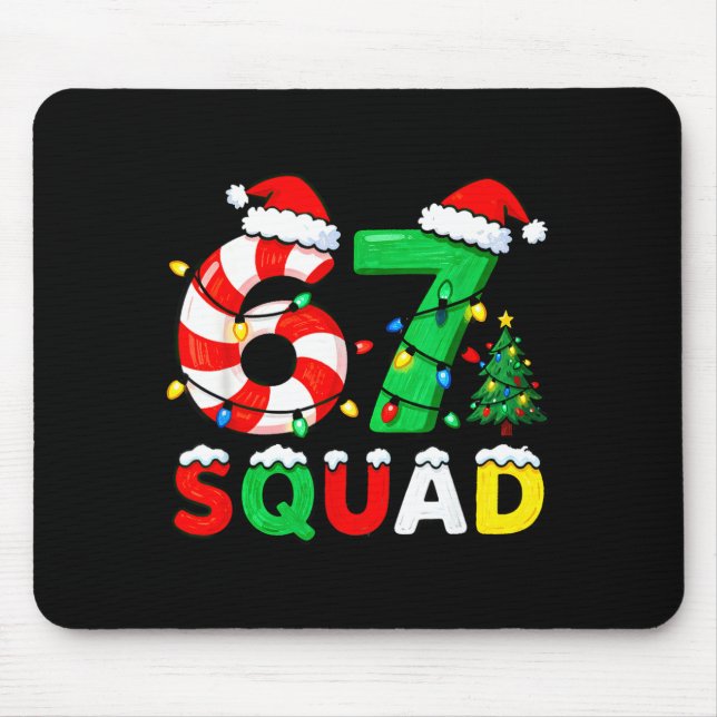 67 Squad Christmas Candy Cane Six Seven Meme Xmas  Mousepad (Vorne)