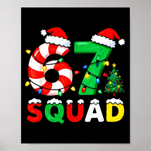 67 Squad Christmas Candy Cane Six Seven Meme Xmas  Poster (Vorne)