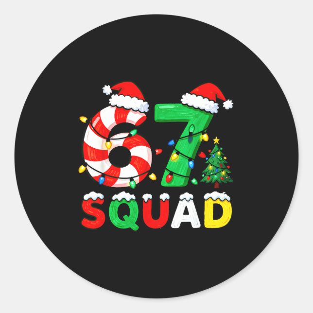 67 Squad Christmas Candy Cane Six Seven Meme Xmas  Runder Aufkleber (Vorderseite)