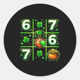 67 St. Patrick 6 7 Tic Tac Toe sechs sieben 6-7 Me Runder Aufkleber