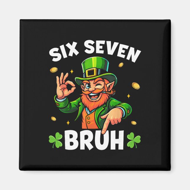 67 St Patricks Lustiger Six Seven Meme Leprechaun  Magnet (Vorne)