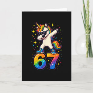 67 Unicorn Dabbing Six Seven Meme Funny Karte