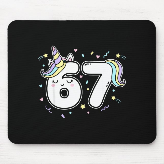 67 Unicorn Six Seven 6-7 Meme  Mousepad (Vorne)