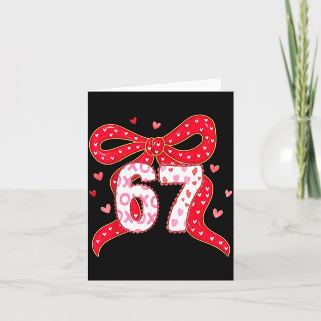 67 Valentine Vibes Coquette Bow Girl  Karte (Vorderseite)