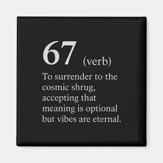 67 Verb Definition Meme Lustiger Internet-Witz Tre Magnet (Vorne)