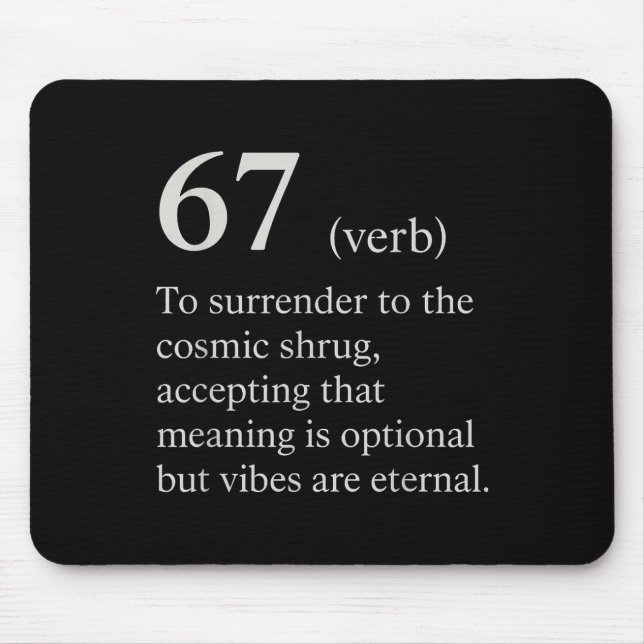 67 Verb Definition Meme Lustiger Internet-Witz Tre Mousepad (Vorne)